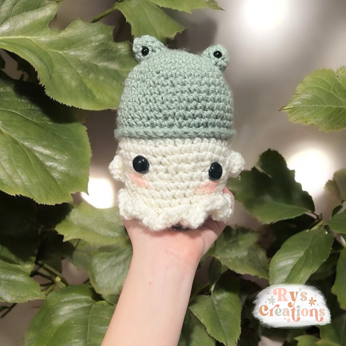 Ghost Wearing Frog Hat Plushie