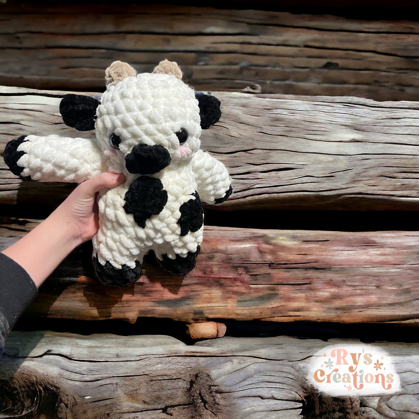 Big Black & White Cow Plushie