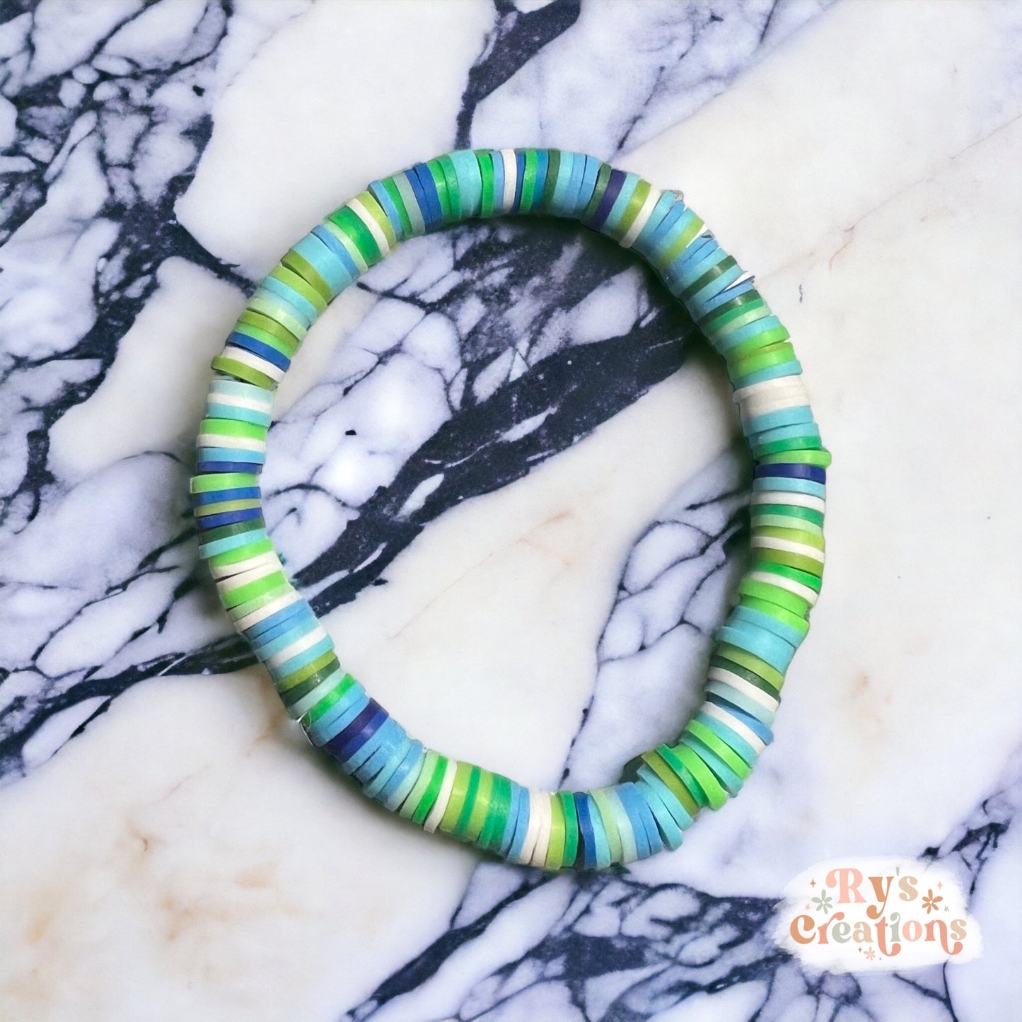 Blue, Green & White Bracelet