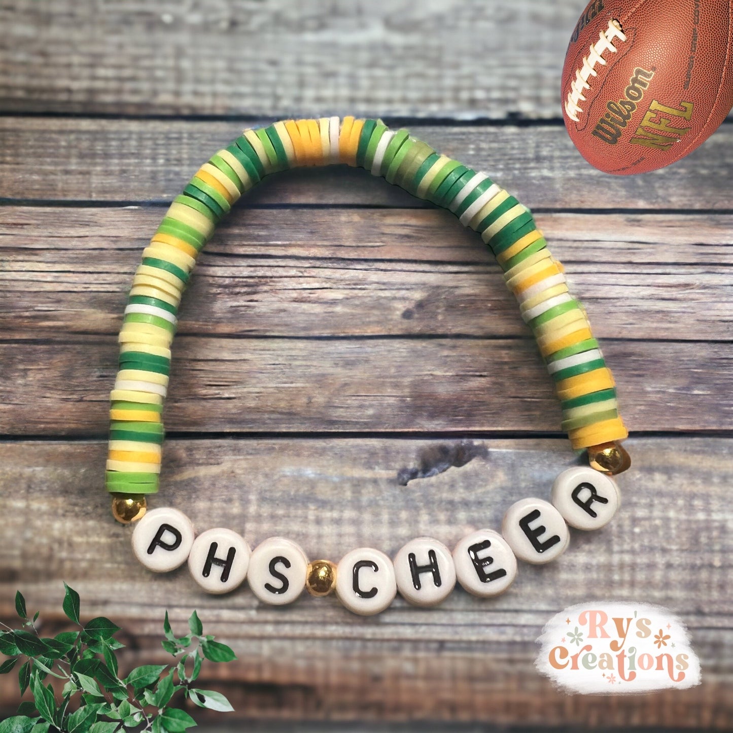 Green & Yellow PHS Cheer Bobcats Bracelet