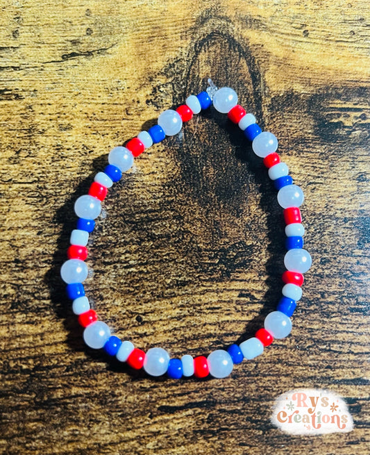 Red, White and Blue Pearl Bracelet