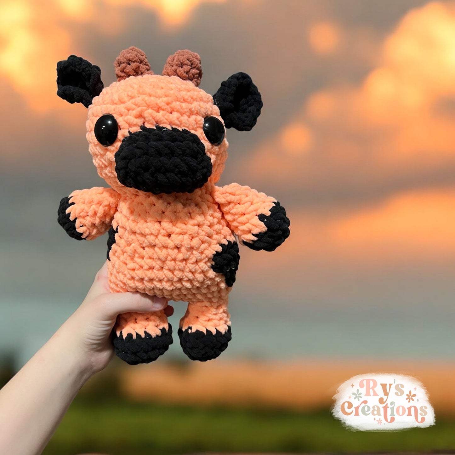 Black & Orange Cow Plushie