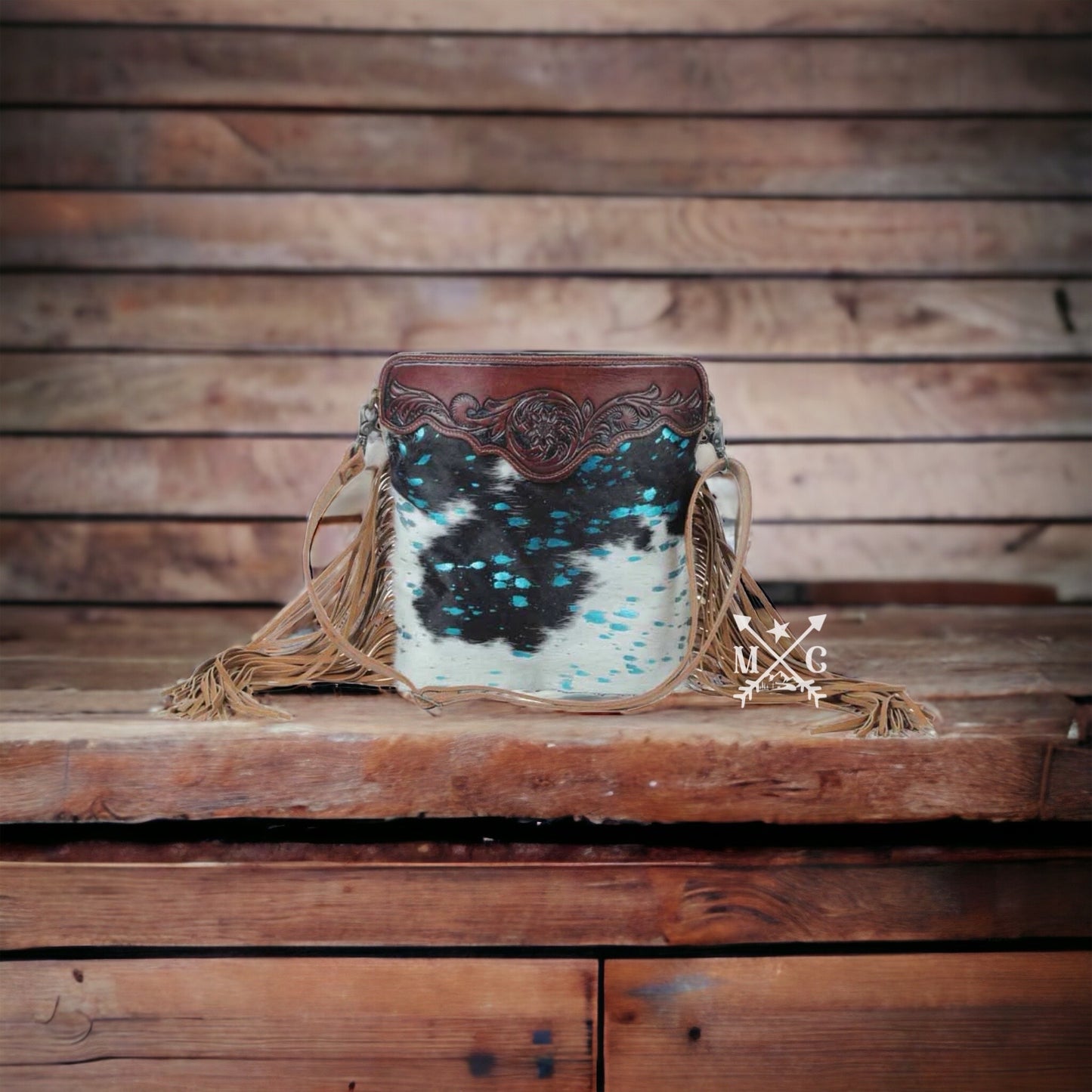 Myra Blue Moon Hand Tooled Bag