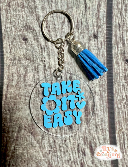 Blue Take It Easy Keychain