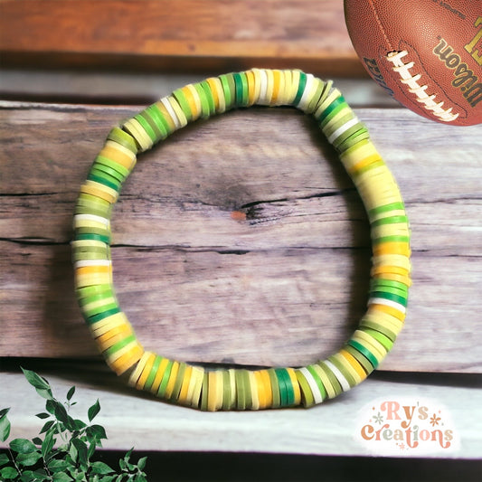 Green, Yellow & White Bobcats Bracelet