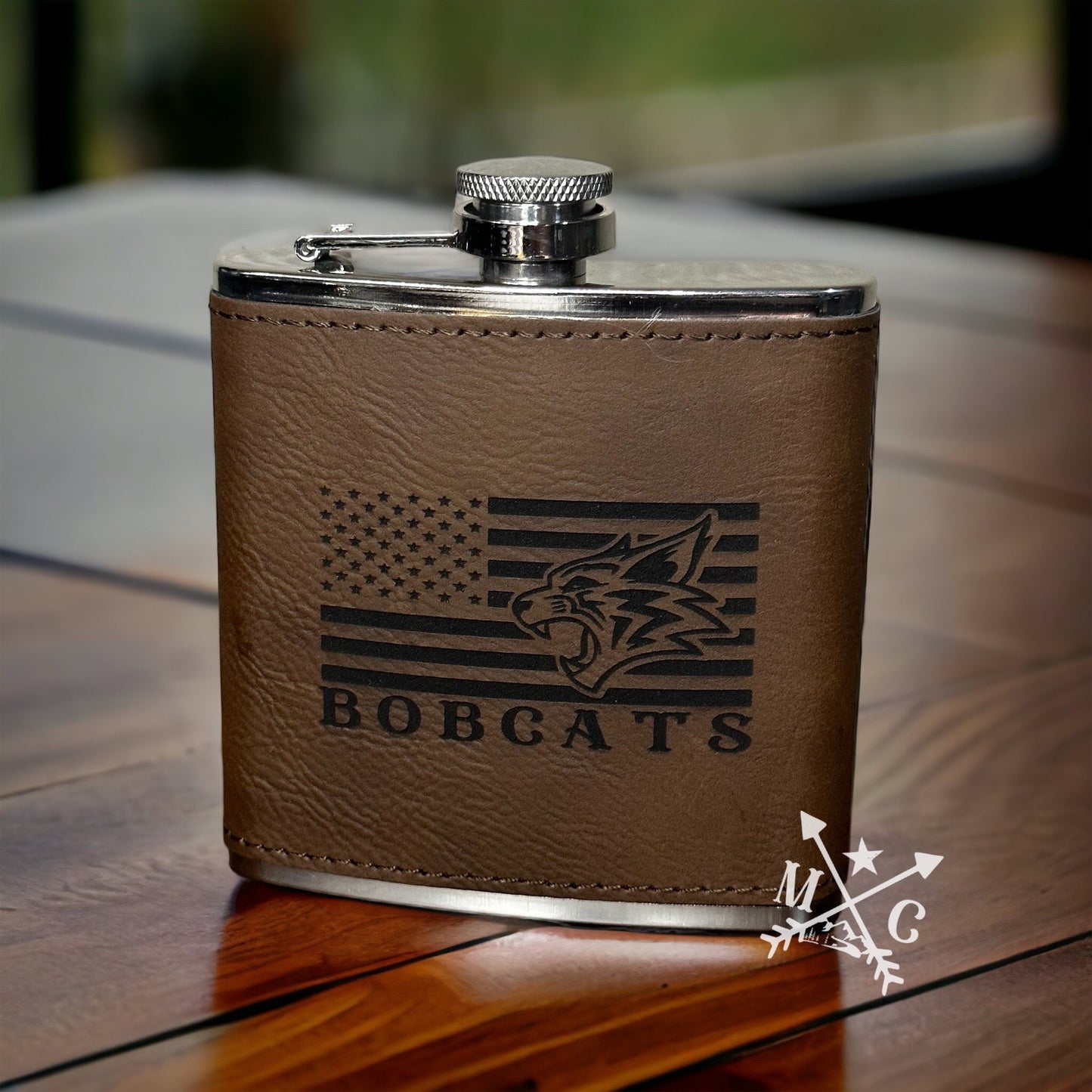 American Flag Bobcats Flask